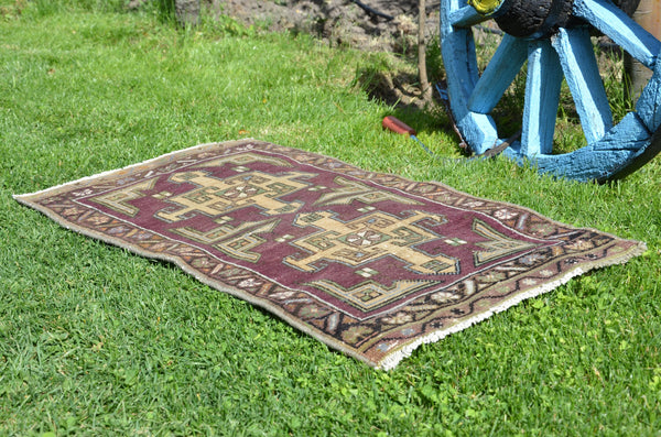 Unique Turkish Vintage small area rug doormat for home decor, bathroom rug, area oushak rug bathroom mat kitchen rug  kilim rug, rug 2.9x1.6, 664571