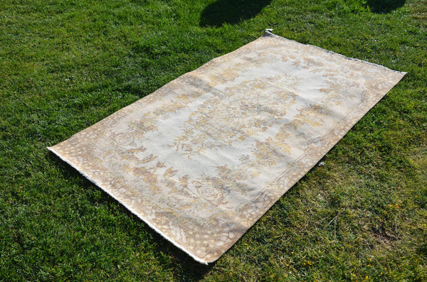 Handknotted oushak Turkish rug for home decor, Vintage rug, area rug boho rug bedroom rug kitchen rug bathroom rug kilim handmade, rugs 7x4, 664221