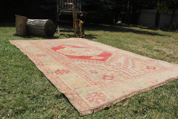 Handmade Vintage Turkish Anatolian rug for home decor, area rug, oushak rug boho rug bedroom rug kitchen rug  bathroom rug kilim, rugs 5x3, 664278