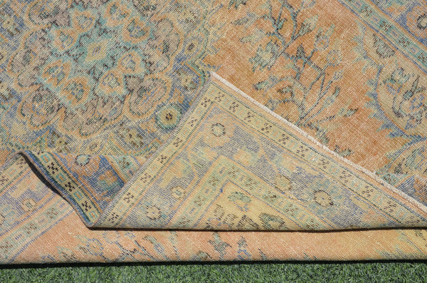 Unique Blue Turkish large Vintage rug for home decor, oversize rug, area rug oushak rug boho rug bedroom kitchen rug  kilim rug, rugs 6x9, 665323