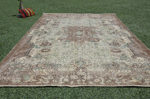 Natural Turkish large Vintage rug for home decor, oversize rug, area rug oushak rug boho rug bedroom rug kitchen rug  kilim rug, rugs 6x10, 665327
