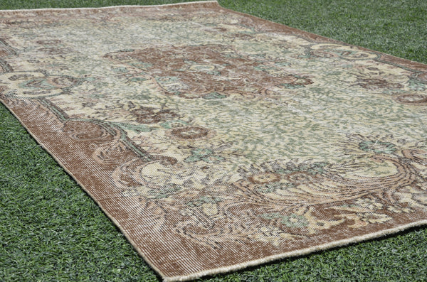 Natural Turkish large Vintage rug for home decor, oversize rug, area rug oushak rug boho rug bedroom rug kitchen rug  kilim rug, rugs 6x10, 665327