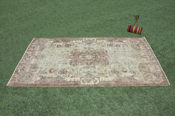 Natural Turkish large Vintage rug for home decor, oversize rug, area rug oushak rug boho rug bedroom rug kitchen rug  kilim rug, rugs 6x10, 665327