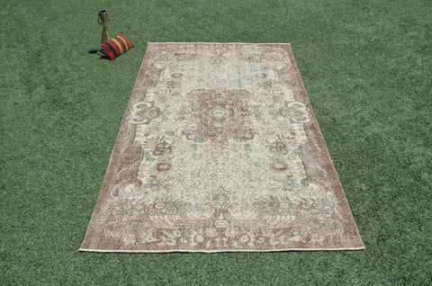 Natural Turkish large Vintage rug for home decor, oversize rug, area rug oushak rug boho rug bedroom rug kitchen rug  kilim rug, rugs 6x10, 665327