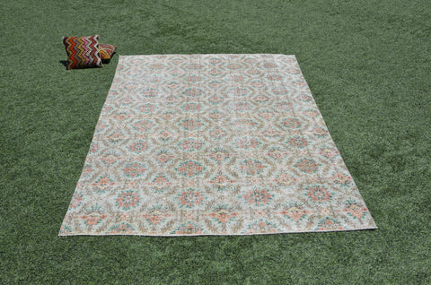 Natural Turkish large Vintage rug for home decor, oversize rug, area rug oushak rug boho rug bedroom rug kitchen rug  kilim rug, rugs 6x10, 665331