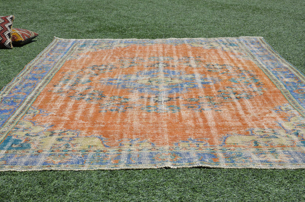 Hand knotted Turkish large Vintage rug for home decor, oversize rug, area rug oushak rug boho rug bedroom kitchen rug  kilim rug, rugs 7x11, 665333