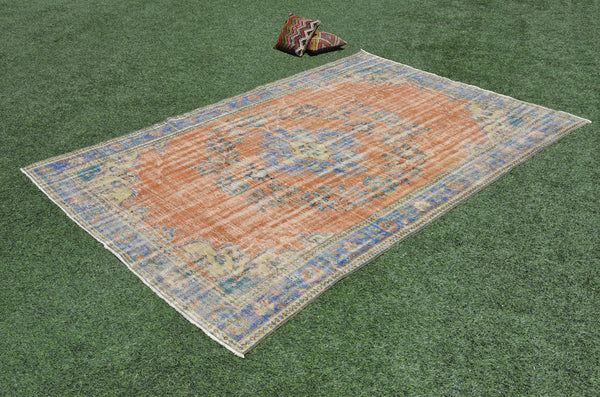 Hand knotted Turkish large Vintage rug for home decor, oversize rug, area rug oushak rug boho rug bedroom kitchen rug  kilim rug, rugs 7x11, 665333