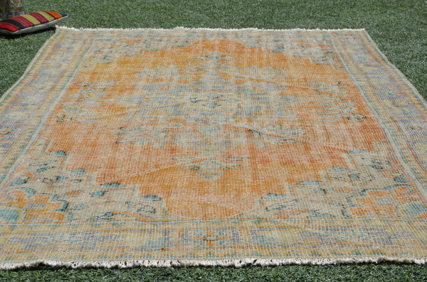 Handmade Turkish large Vintage rug for home decor, oversize rug, area rug oushak rug boho rug bedroom rug kitchen rug  kilim rug, rugs 6x9, 665334