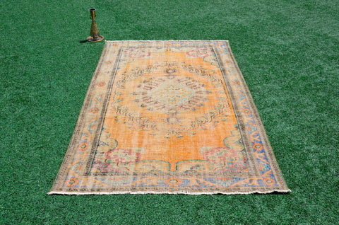 Natural Turkish large Vintage rug for home decor, oversize rug, area rug oushak rug boho rug bedroom rug kitchen rug  kilim rug, rugs 6x10, 665365