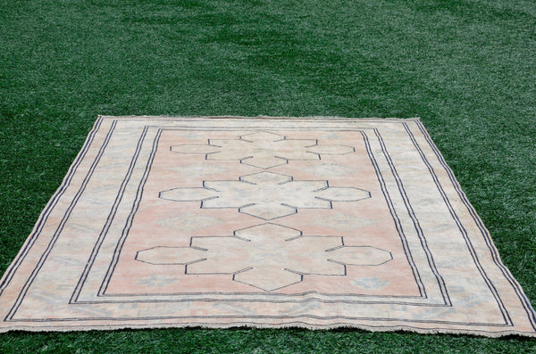 Pink Turkish large Vintage rug for home decor, oversize rug, area rug oushak rug boho rug bedroom kitchen rug  kilim rug, rugs 6x9, 665368