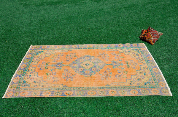 Unique Blue Turkish large Vintage rug for home decor, oversize rug, area rug oushak rug boho rug bedroom kitchen rug  kilim rug, rugs 6x9, 665374