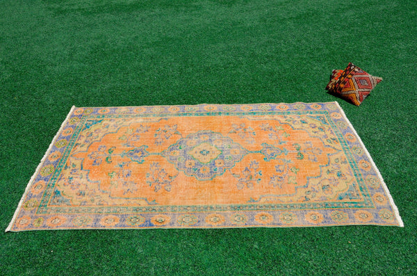 Unique Blue Turkish large Vintage rug for home decor, oversize rug, area rug oushak rug boho rug bedroom kitchen rug  kilim rug, rugs 6x9, 665374