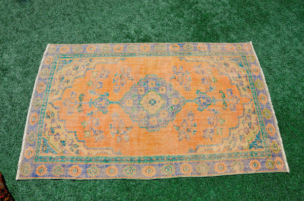 Unique Blue Turkish large Vintage rug for home decor, oversize rug, area rug oushak rug boho rug bedroom kitchen rug  kilim rug, rugs 6x9, 665374