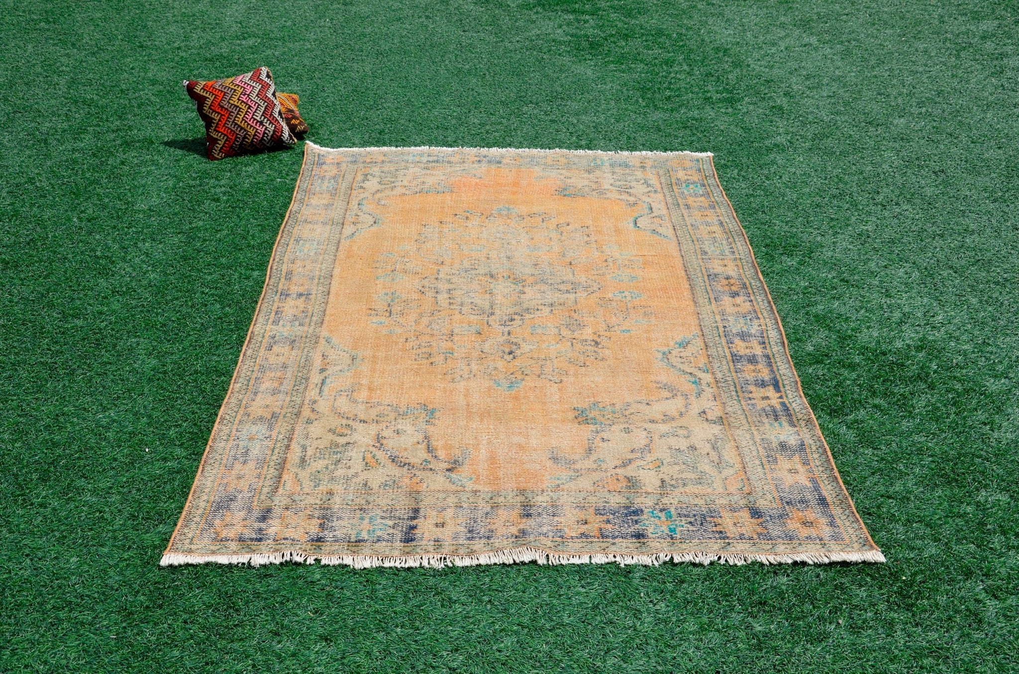 Handmade Turkish large Vintage rug for home decor, oversize rug, area rug oushak rug boho rug bedroom rug kitchen rug  kilim rug, rugs 6x9, 665376