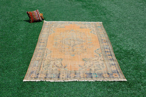 Handmade Turkish large Vintage rug for home decor, oversize rug, area rug oushak rug boho rug bedroom rug kitchen rug  kilim rug, rugs 6x9, 665376