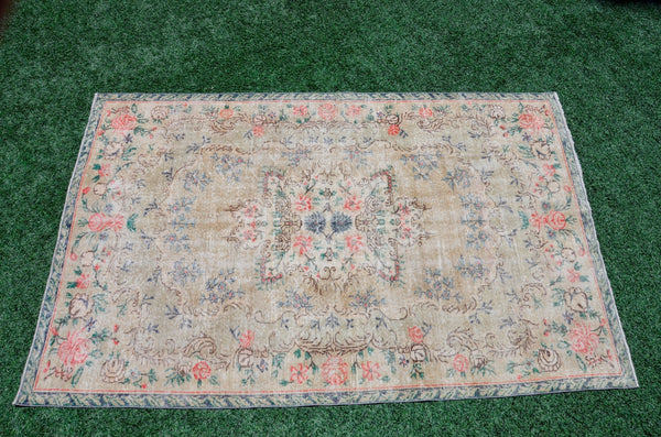Natural Turkish large Vintage rug for home decor, oversize rug, area rug oushak rug boho rug bedroom rug kitchen rug  kilim rug, rugs 6x9, 665382