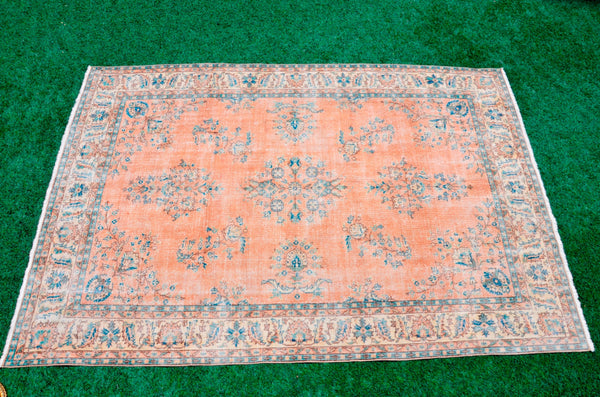 Natural Turkish large Vintage rug for home decor, oversize rug, area rug oushak rug boho rug bedroom rug kitchen rug  kilim rug, rugs 7x9, 665451