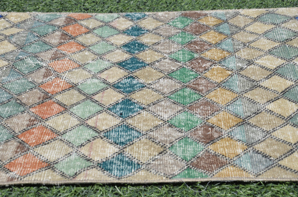 Turkish Handmade Vintage runner rug for home decor, area rug, Anatolian oushak rug boho rug kitchen rug  bathroom rug kilim, 9'7" x 2'11", 665342