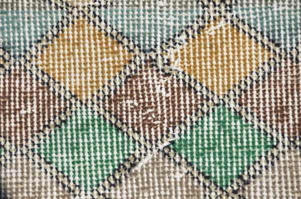 Turkish Handmade Vintage runner rug for home decor, area rug, Anatolian oushak rug boho rug kitchen rug  bathroom rug kilim, 9'7" x 2'11", 665342