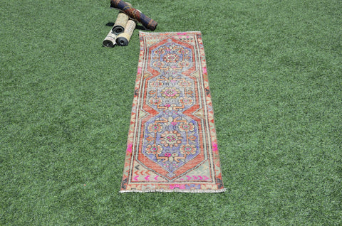 Natural Vintage Turkish runner rug for home decor, area rug, Anatolian oushak rug boho rug bedroom rug kitchen rug kilim, 7'6"x2'1", 665343