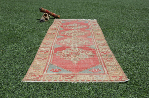 Natural Turkish runner rug for home decor, area rug, Anatolian oushak rug boho rug kitchen rug  bathroom rug kilim, 9'8" x 2'10", 665439