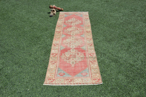 Natural Turkish runner rug for home decor, area rug, Anatolian oushak rug boho rug kitchen rug  bathroom rug kilim, 9'8" x 2'10", 665439
