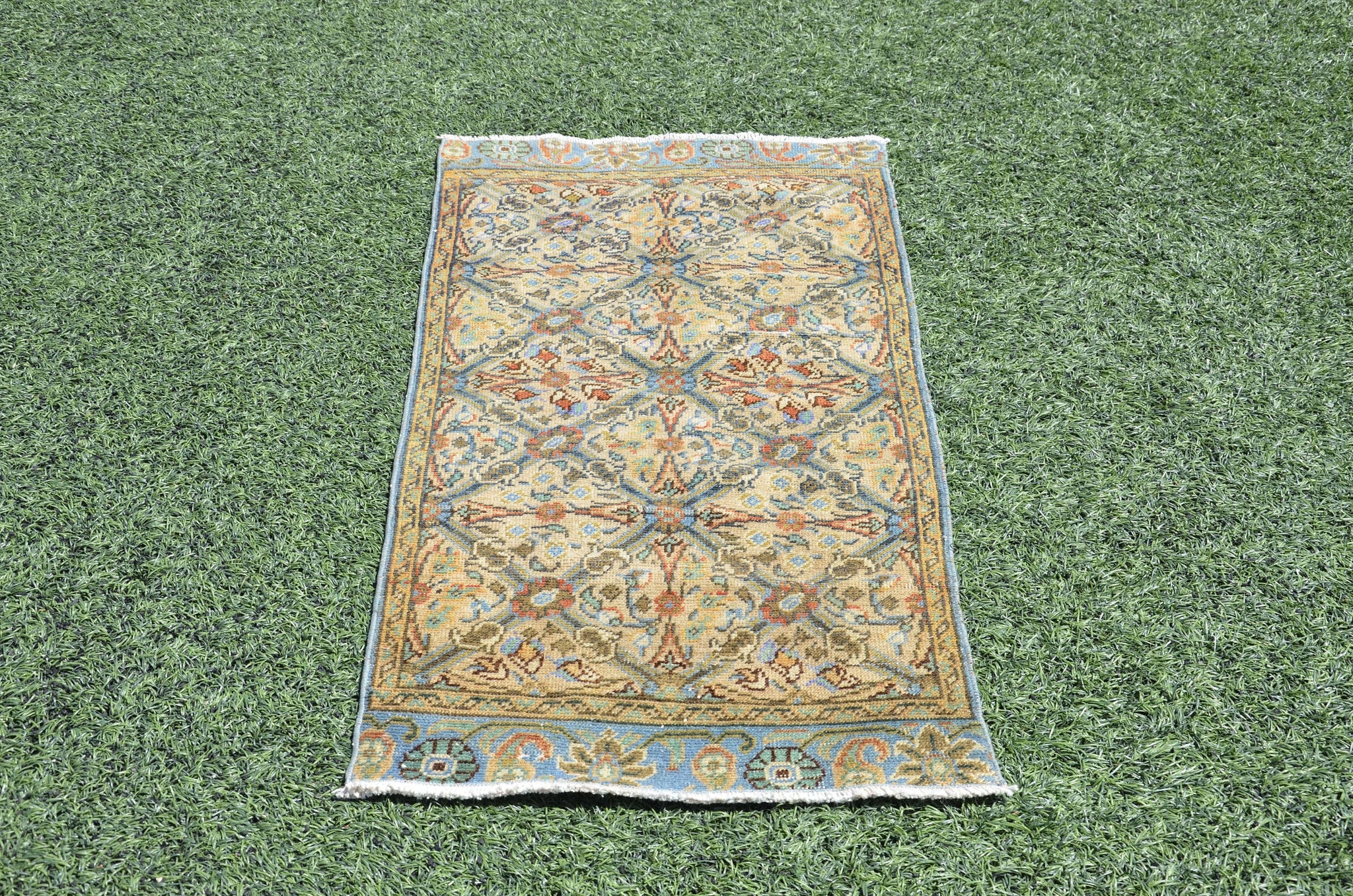 Vintage Handmade Turkish small area rug for home decor, bathroom rug, area rug oushak rug boho rug kitchen rug  kilim rug door mat, rugs 4x2, 665424