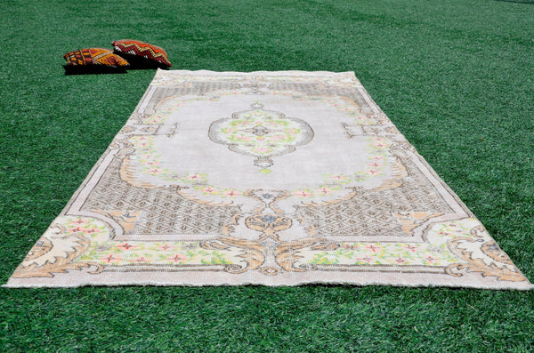 Natural Oushak Turkish rug for home decor, Vintage rug, area rug boho rug bedroom rug kitchen rug, kilim rugs handmade, rugs 4x10, 665463