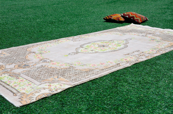 Natural Oushak Turkish rug for home decor, Vintage rug, area rug boho rug bedroom rug kitchen rug, kilim rugs handmade, rugs 4x10, 665463