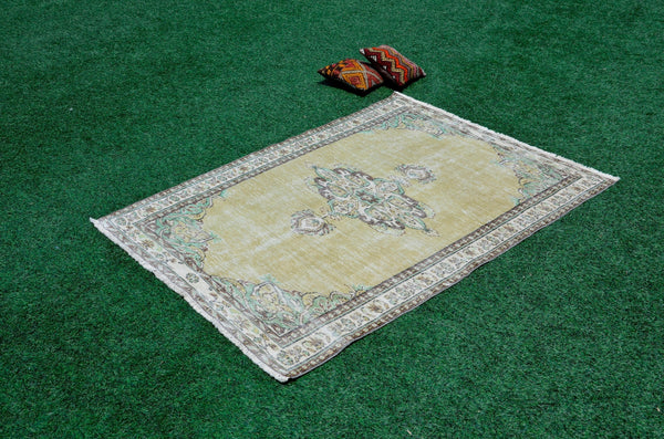 Natural Oushak Turkish rug for home decor, Vintage rug, area rug boho rug bedroom rug kitchen rug bathroom rug kilim rugs handmade, rugs 5x7, 665398