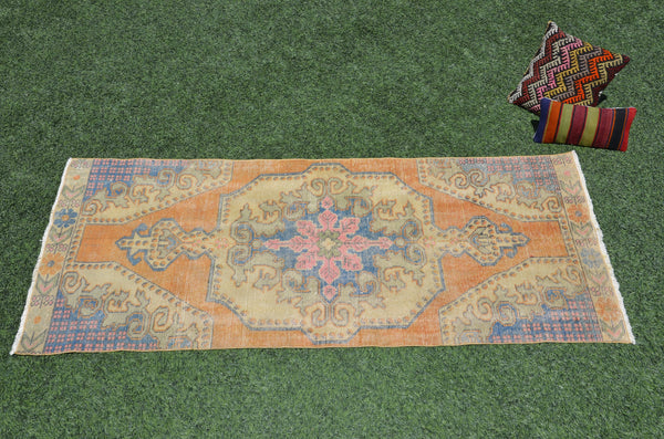 Orange Vintage Turkish Anatolian rug for home decor, area rug, oushak rug boho rug bedroom rug kitchen rug bathroom rug kilim, rugs 3x7, 665401