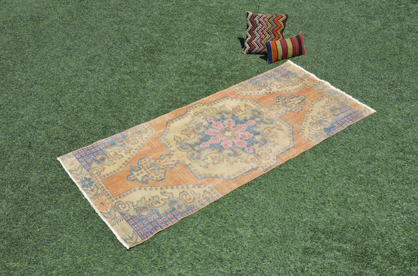 Orange Vintage Turkish Anatolian rug for home decor, area rug, oushak rug boho rug bedroom rug kitchen rug bathroom rug kilim, rugs 3x7, 665401