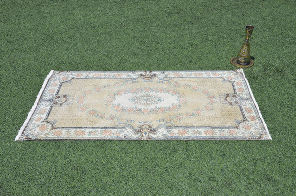 Unique oushak Turkish rug for home decor, Vintage rug, area rug boho rug bedroom rug kitchen rug bathroom rug kilim rugs handmade, rugs 4x7, 665406
