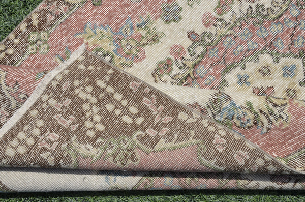 Pink Vintage Turkish rug for home decor, area rug, oushak rug boho rug bedroom rug kitchen rug bathroom rug kilim, rugs 4x7, 665410