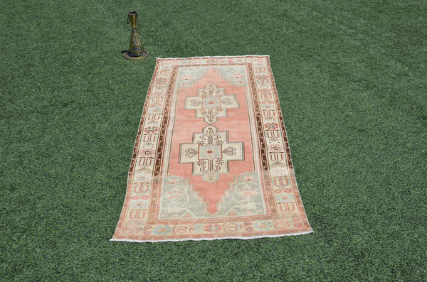 Pink Unique Vintage Turkish Anatolian rug for home decor, area rug, oushak rug boho rug bedroom rug kitchen rug bathroom rug kilim, rugs 4x9, 665402
