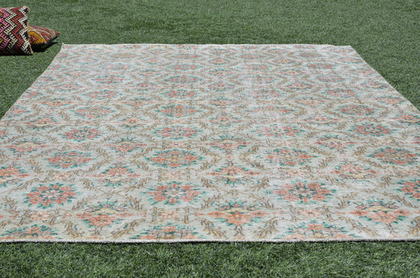 Natural Turkish large Vintage rug for home decor, oversize rug, area rug oushak rug boho rug bedroom rug kitchen rug  kilim rug, rugs 6x10, 665331