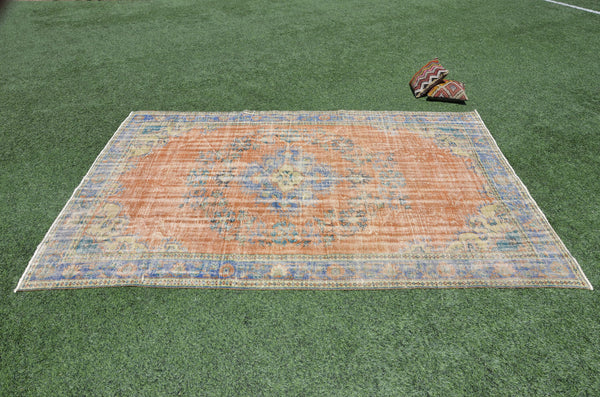 Hand knotted Turkish large Vintage rug for home decor, oversize rug, area rug oushak rug boho rug bedroom kitchen rug  kilim rug, rugs 7x11, 665333