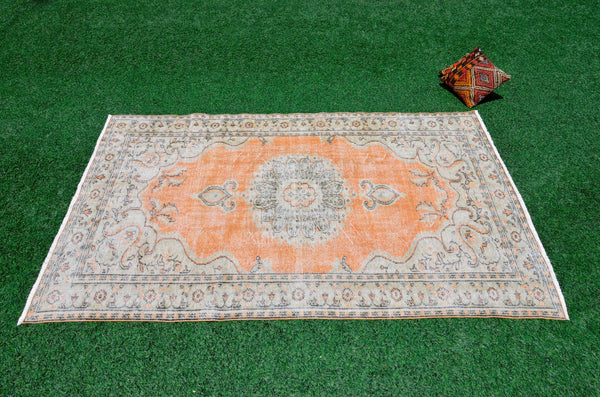 Unique Turkish large Vintage rug for home decor, oversize rug, area rug oushak rug boho rug bedroom kitchen rug  kilim rug, rugs 6x9, 665360