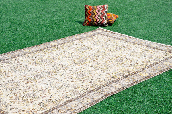Natural Turkish large Vintage rug for home decor, oversize rug, area oushak rug boho rug bedroom kitchen rug, rugs 6x9, 665370