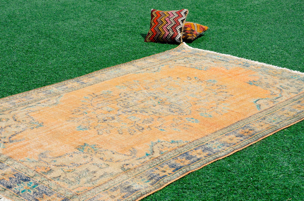Handmade Turkish large Vintage rug for home decor, oversize rug, area rug oushak rug boho rug bedroom rug kitchen rug  kilim rug, rugs 6x9, 665376