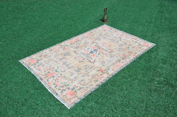 Natural Turkish large Vintage rug for home decor, oversize rug, area rug oushak rug boho rug bedroom rug kitchen rug  kilim rug, rugs 6x9, 665382