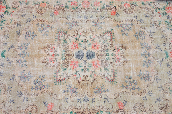 Natural Turkish large Vintage rug for home decor, oversize rug, area rug oushak rug boho rug bedroom rug kitchen rug  kilim rug, rugs 6x9, 665382