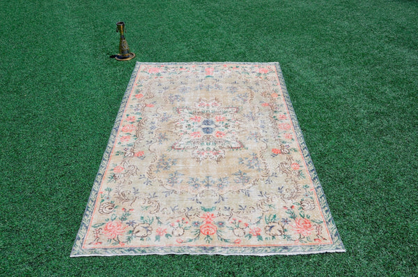 Natural Turkish large Vintage rug for home decor, oversize rug, area rug oushak rug boho rug bedroom rug kitchen rug  kilim rug, rugs 6x9, 665382