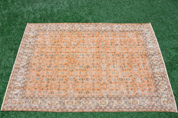 Natural Turkish large Vintage rug for home decor, oversize rug, area rug oushak rug boho rug bedroom rug kitchen rug  kilim rug, rugs 7x10, 665385