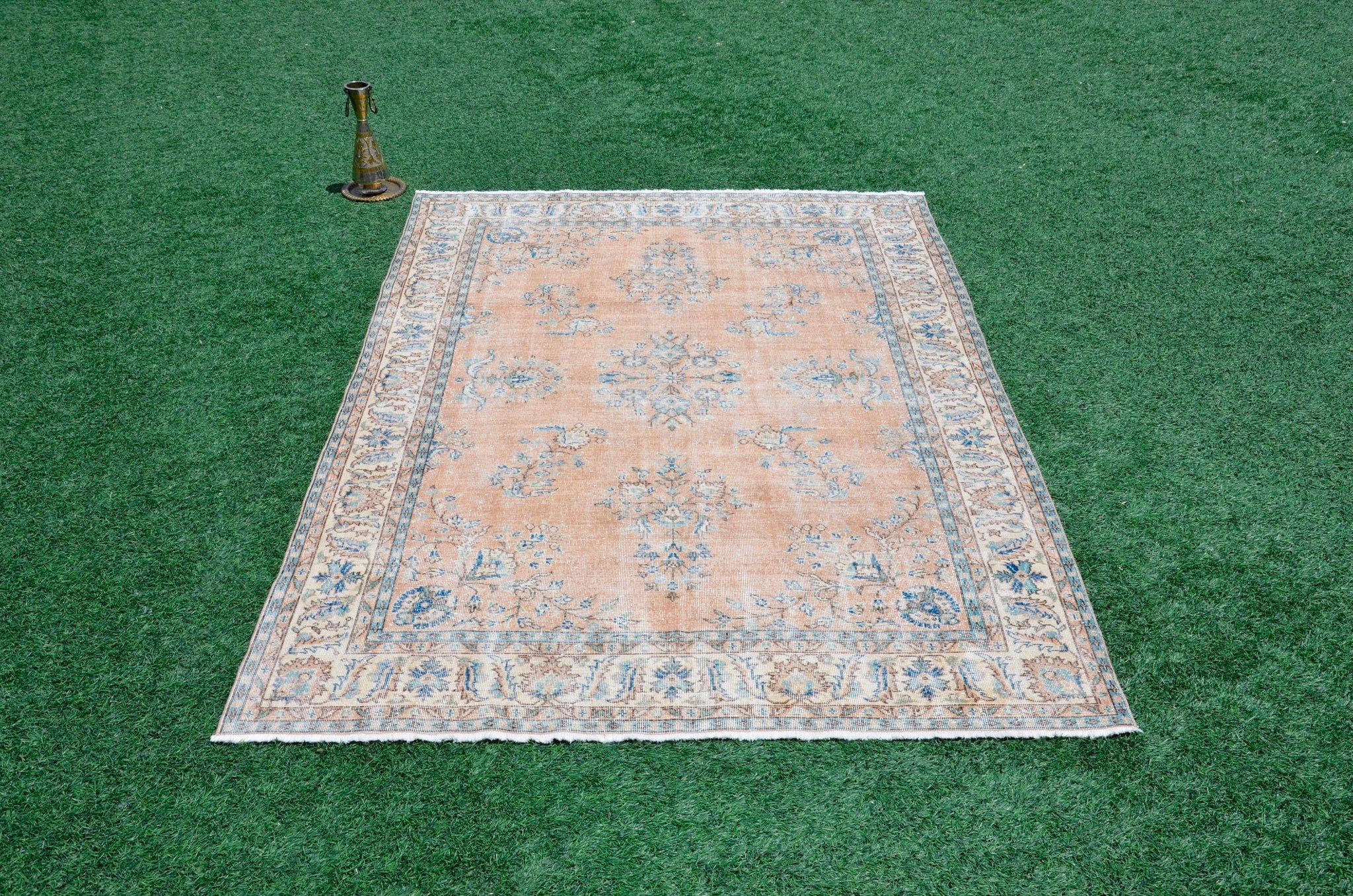 Natural Turkish large Vintage rug for home decor, oversize rug, area rug oushak rug boho rug bedroom rug kitchen rug  kilim rug, rugs 7x9, 665451