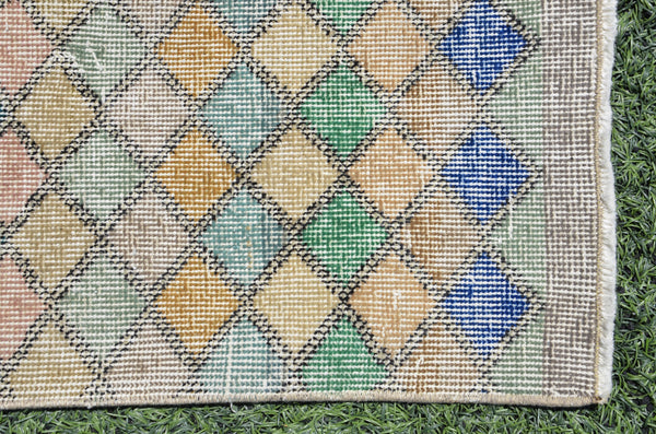 Turkish Handmade Vintage runner rug for home decor, area rug, Anatolian oushak rug boho rug kitchen rug  bathroom rug kilim, 9'7" x 2'11", 665342