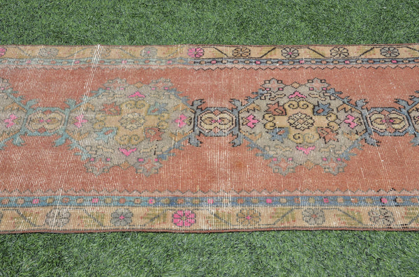 Unique Vintage Turkish runner rug for home decor, area rug, Anatolian oushak rug boho rug bedroom rug kitchen rug kilim, 9'7"x2'11", 665344