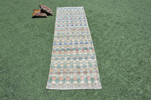 Vintage Turkish Natural runner rug for home decor, area rug, Anatolian oushak rug boho rug kitchen rug  bathroom rug kilim,  9'5"x2'11", 665346