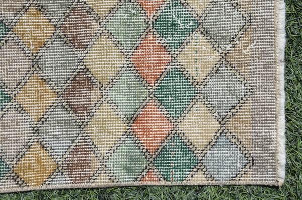 Vintage Turkish Natural runner rug for home decor, area rug, Anatolian oushak rug boho rug kitchen rug  bathroom rug kilim,  9'5"x2'11", 665346