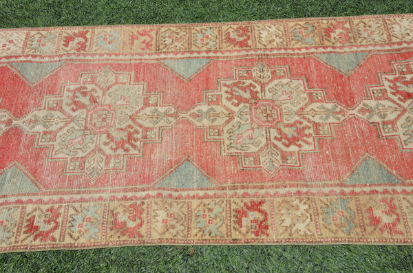 Natural Turkish runner rug for home decor, area rug, Anatolian oushak rug boho rug kitchen rug  bathroom rug kilim, 9'8" x 2'10", 665439